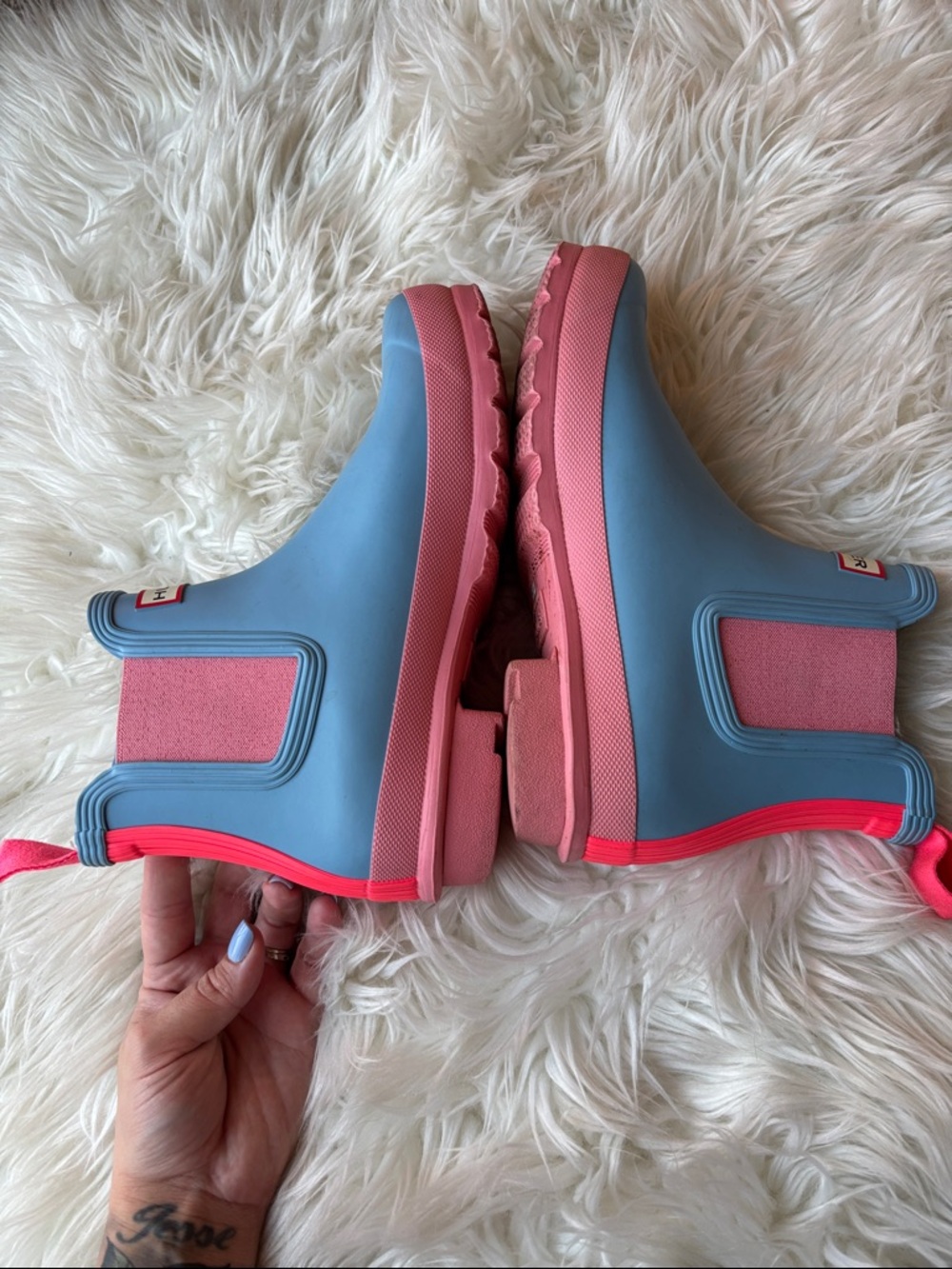 Hunter blue and pink short boots - Picture 8 of 10